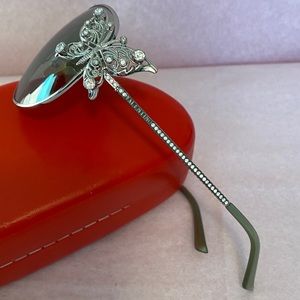 Valentino Silver and Black Sunglasses with Butterfly Detail